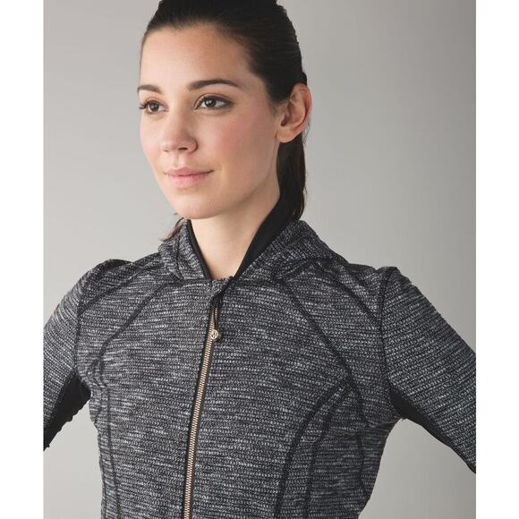 Lululemon Daily Practice Jacket Coco Pique Black White Rose Gold Zipper Size 8 - Picture 3 of 14